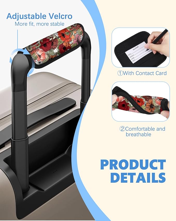Slohif Luggage Handle Wrap 3Pcs Suitcase Identifier - Bag Strap Cover For Bogg Travel Accessories Easy Identification Bright Marker Sleeve Grips Comfort Neoprene Concealed Tag For Airport, Mushroom