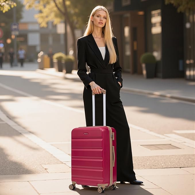 Luggage Sets 3 Piece,Suitcases with Wheels,Carry On Luggage Set,ABS Hard Case Luggage with TSA Lock Spinner Wheels(3 Piece Sets,Red(20"/DB/TB))
