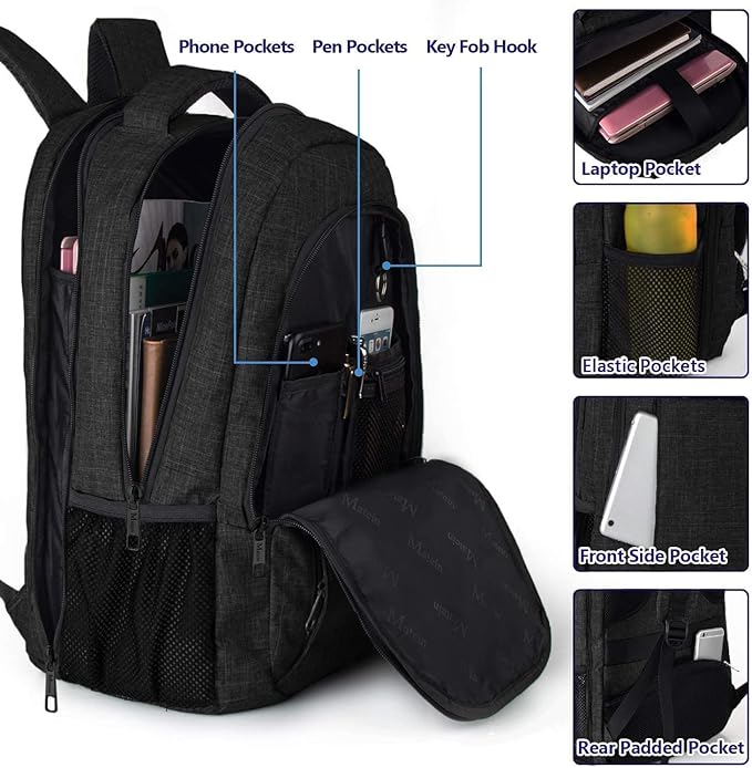MATEIN Extra Large Backpack, 17 Inch Travel Laptop Backpack, Anti Theft TSA Friendly Business Work College Computer Backpack for Men Women, Black