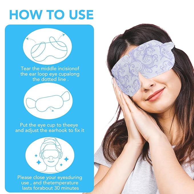 XPCARE 60 Pack Steam Eye Masks for Dry Eyes, SPA Warm Sleep Eye Mask, Disposable Heated Eye Mask for Dark Circles, Puffy Eyes, Relief Stress Eye Fatigue(Unscented)