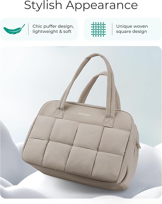 BAGSMART Gym Bag for Women, Personal Item Puffer Duffle Bag, Weekender Overnight Carry On Tote Handag for Travel