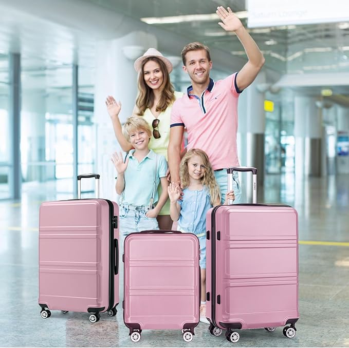 Kono 28 Inch Luggage Expandable Suitcase with Spinner Wheels TSA Lock Lightweight PC+ABS Hardside Large Checked Luggage Durable Rolling Suitcase Pink