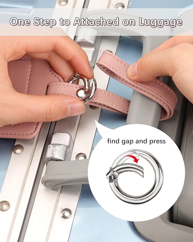 3 Pack Luggage Tags - Quick Install, Privacy Protection, Airplane Travel Essentials for Suitcases, Durable Leather - Lichee Dark Pink