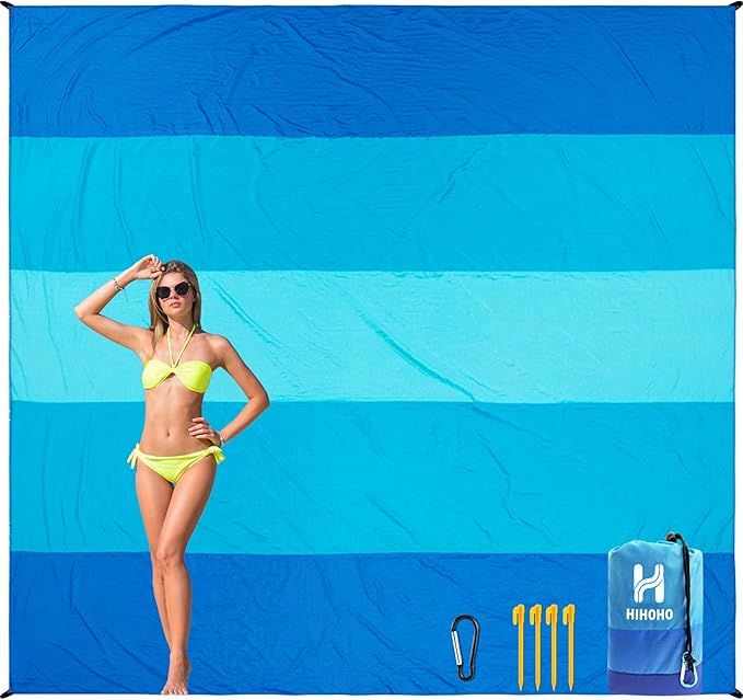 Beach Blanket Waterproof Sandproof Beach Mat for 1-8 Adults Quick Drying Durable Outdoor Picnic Mat for Beach Festival Travel Camping Hiking (BL-MIX5, 120"×108"(8 Person))