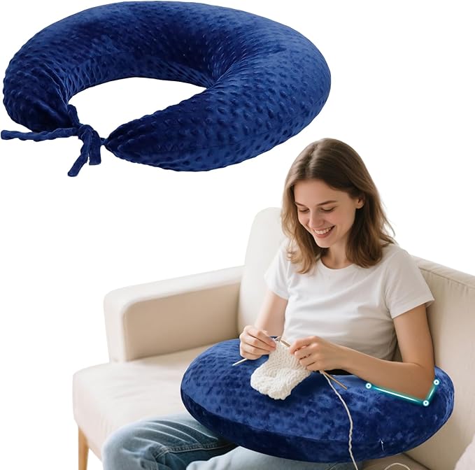 IFOYO Ergonomic Gaming Pillow for Lap, U-Shaped Crochet Pillow for Lap Support, Soft Reading Pillows Provide Arms Legs Neck Support to Long Gaming Sessions, Crocheting, Reading, Working