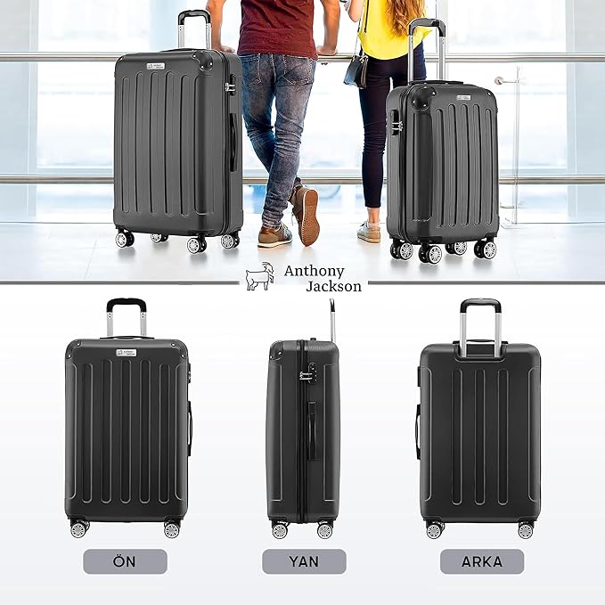 3 Piece ABS Luggage Set – Lightweight Suitcases with Spinner Wheels – 3 Different Sizes – TSA Lock – Hard Shell Travel Luggage for Men & Women
