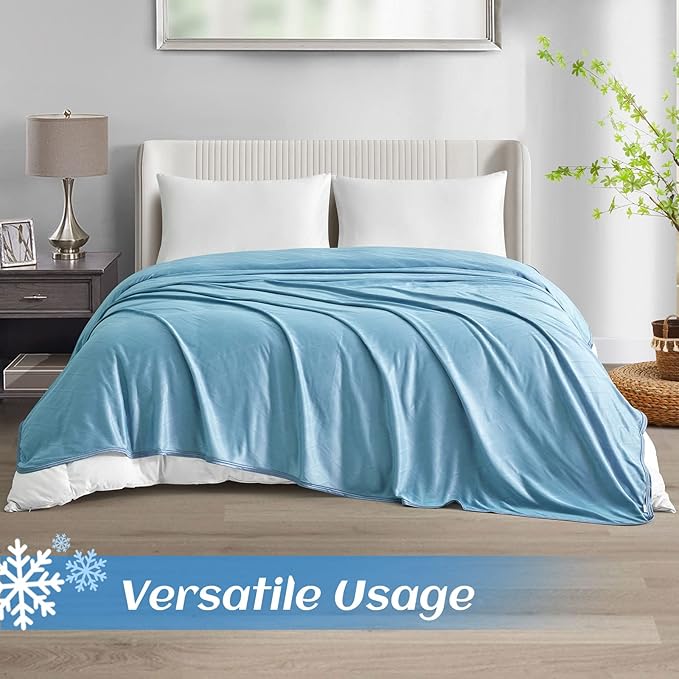 Ailemei Direct 【Upgraded Fabric Cooling Blanket for Hot Sleepers, King Size Lightweight Breathable Summer Bed Blankets, Q-Max >0.5 Jade Fiber,Keep Body Cool Hot Flashes Night Sweats,108"x90"