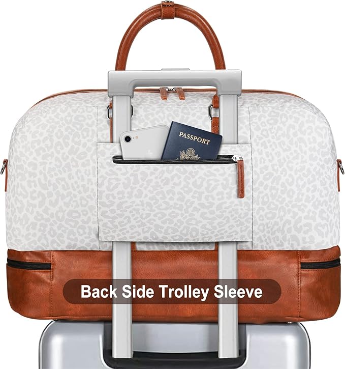 Weekender Bag for Women, Large Overnight Bag Canvas Travel Duffel Bag Carry On Tote with Shoe Compartment 21" 3Pcs Set
