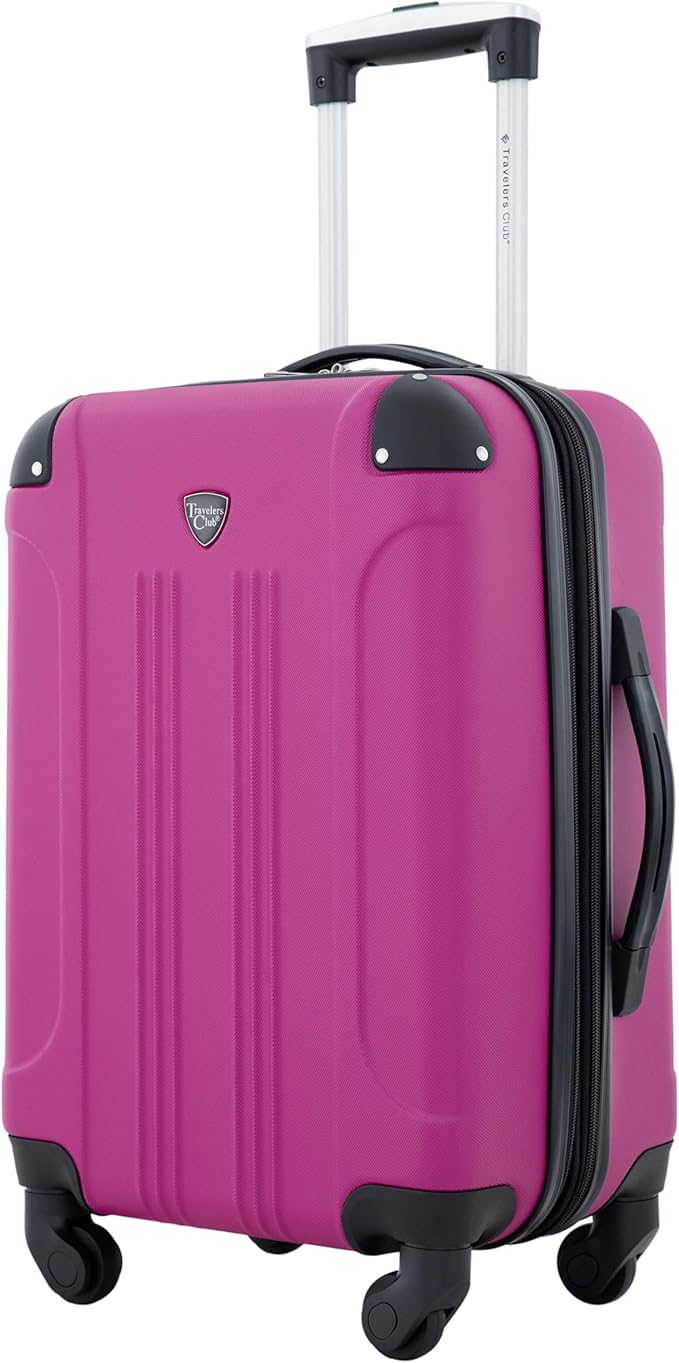 Travelers Club Chicago Hardside Expandable Spinner Luggage, Fuchsia, 22" Carry-On