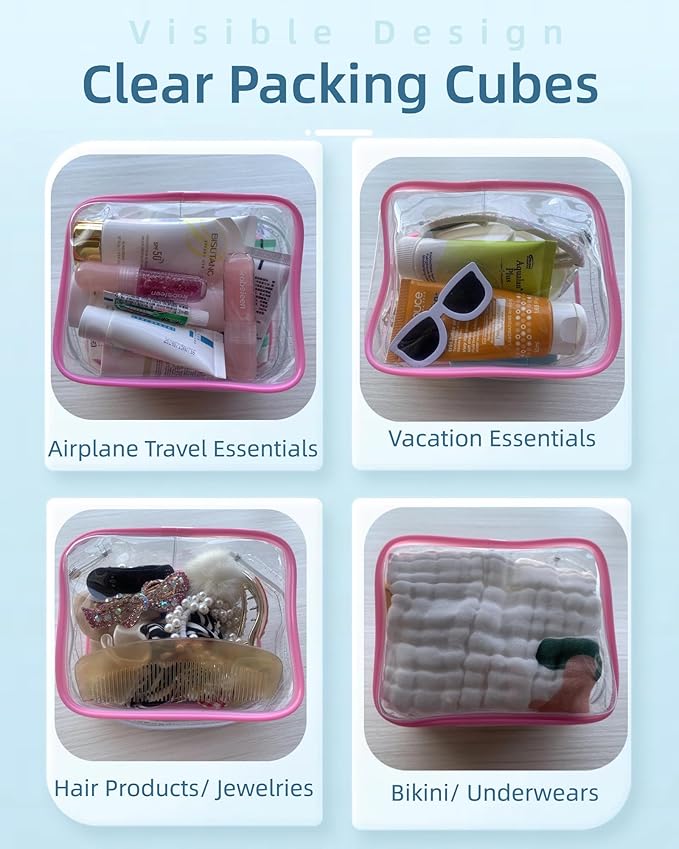 2 Packing Cubes 1 Quart Size Travel Bag TSA Approved Toiletry Bag Clear Small Purse Pouch International Long Flight Must Haves for Toiletries Makeup Liquids Airplane Europe Vacation Essentials
