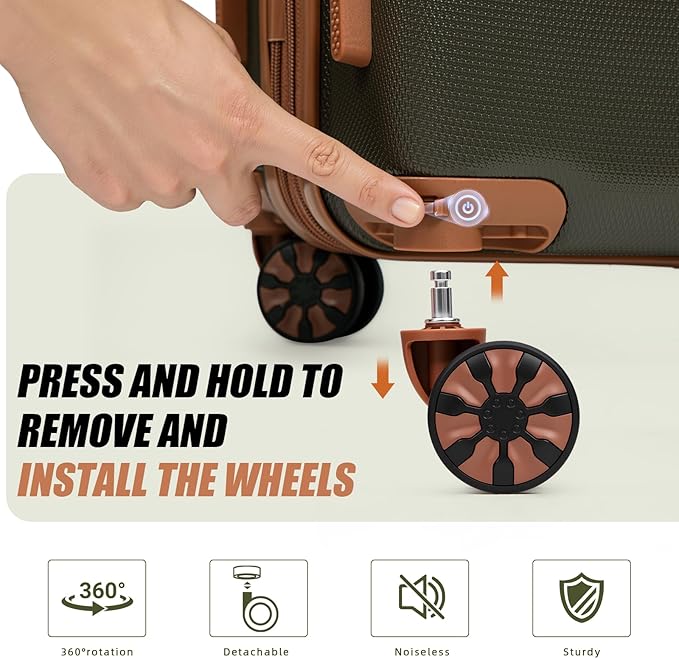 Expandable Luggage Sets 5 Piece with Detachable Spinner Wheels and TSA Lock,ABS Hard Case Suitcases with Wheels,Carry On Luggage Set