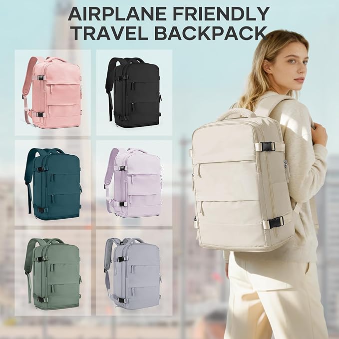 coowoz Travel Backpack For Women Men,Carry On Backpack,Hiking Backpacks Waterproof Outdoor Sports Rucksack Casual Daypack travel essentials（Off White）
