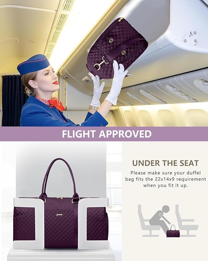 Women Weekender Travel Duffle Bag: Travel Duffel Overnight Bags with Shoe Compartment Large Carry on Tote with Toiletry Bag Weekend Traveling Yoga Gym Hospital Bag for Women with Wet Pocket Purple