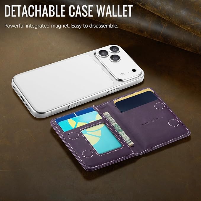 Vinich for MagSafe Wallet Magnetic RFID Blocking Card Holder Compatible with MagSafe Phones and Cases, Strong Magnet Minimalist Phone Wallet for iPhone 17/16/15/14/13/12/ Pro/Max/Plus, Vintage Purple