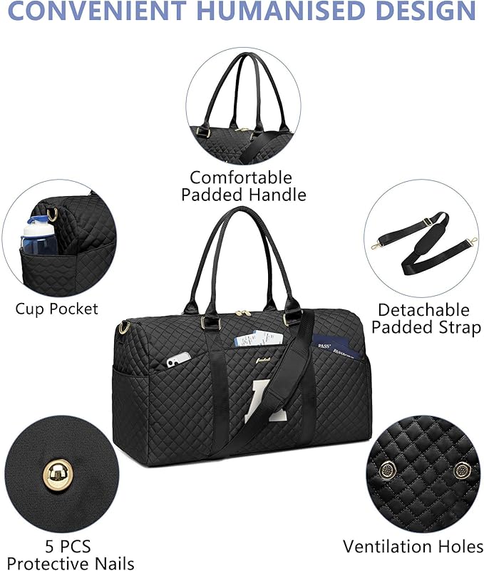 Women Weekender Travel Duffle Bag: Initial Duffel Overnight Bags with Shoe Compartment Large Carry on Tote with Toiletry Bag Weekend Traveling Yoga Gym Hospital Bag for Women with Wet Pocket Letter A