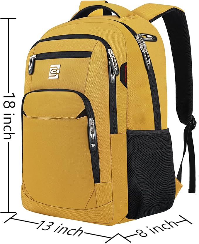 Volher Laptop Backpack,Business Travel Anti Theft Slim Durable Laptops Backpack,Water Resistant College Computer Bag for Women & Men Fits 15.6 Inch Laptop and Notebook-Yellow
