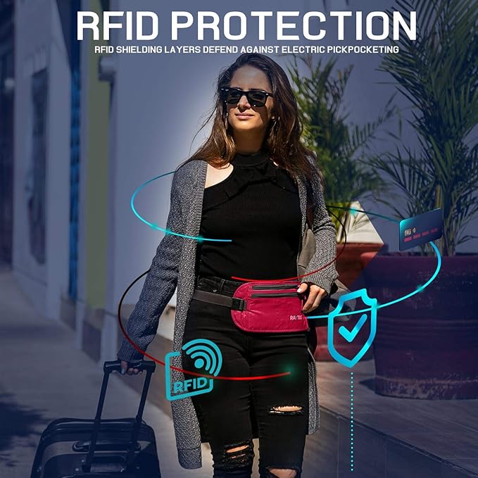 Money Belt For Travel Wallet Belt Passport Holder Travel Pouch to Protect You With RFID Transmissions –Secure, Hidden