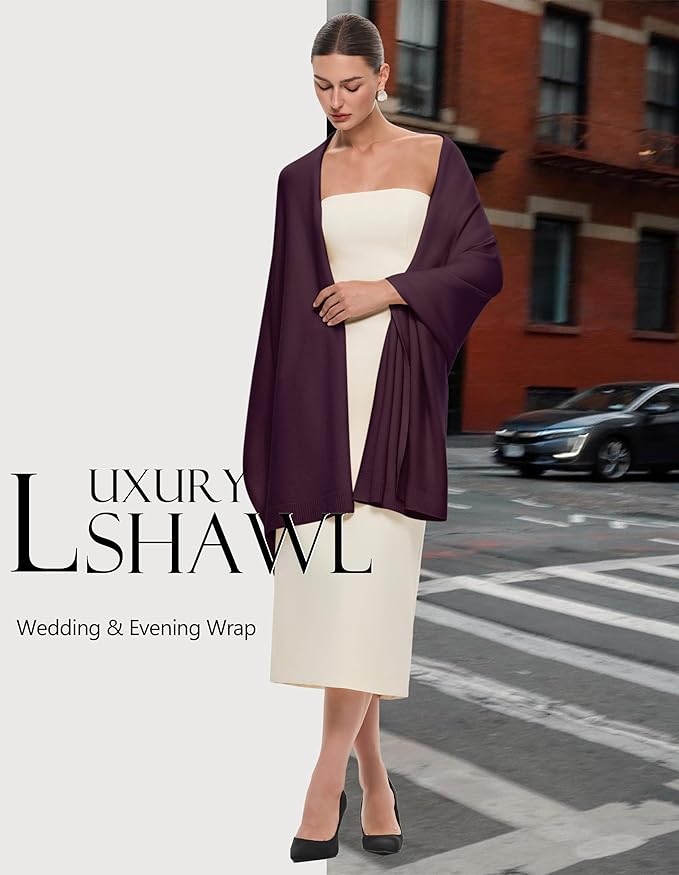 PULI Women's Pashmina Shawl Wraps for Evening Dress Large Scarf Blanket Long Wedding Bridal Winter Warm Shoulder Wrap