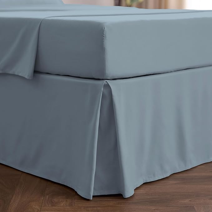 Mellanni Bed Skirt Queen Size - Tailored Drop Bed Skirting | 15-Inch Pleated Dust Ruffle - Hotel Luxury Bedding - Wrinkle, Fade, Stain Resistant - 1 Bedskirt (Queen, Blue Hydrangea)