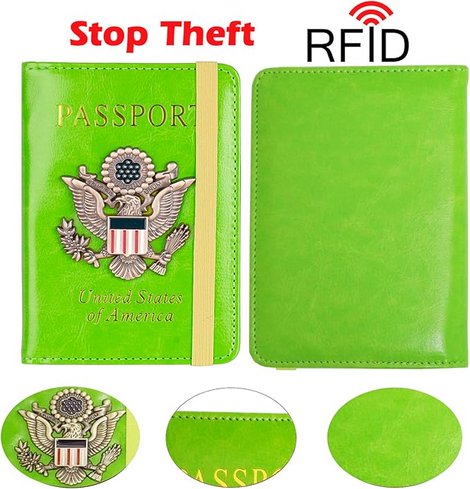 Premium Passport Holder for Travel, RFID Blocking Passport Cover Slim, Durable & Travel-Friendly, Passport Wallet Keep Your Documents Safe & Organized (Green)