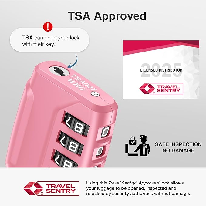 Puroma 2 Pack TSA Approved Luggage Locks, 4 Digit Combination Travel Locks Resettable Code Lock with Zinc Alloy Body for Suitcase, Toolbox, Backpack, Bag, Gym Locker (Basic Pink Rose)