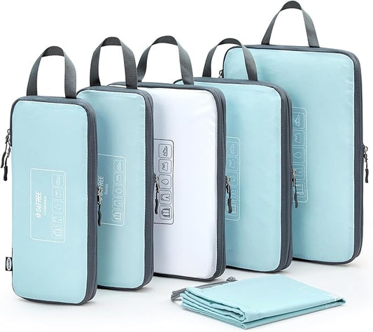 G4Free 6 Set Compression Packing Cubes, 3 sizes Travel Packing Organizers for Suitcases, Expandable Luggage Suitcase Storage Bags Set, Lightweight Packing Cubes Travel Essentials