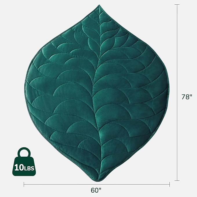 Kaisa Weighted Blanket for Adults (10 lbs, 60" x 78"), Soft Heavy Blanket Machine Washable, Queen Size Weighted Blankets with Glass Beads for Stress Relief and Sleep Promotion,Green