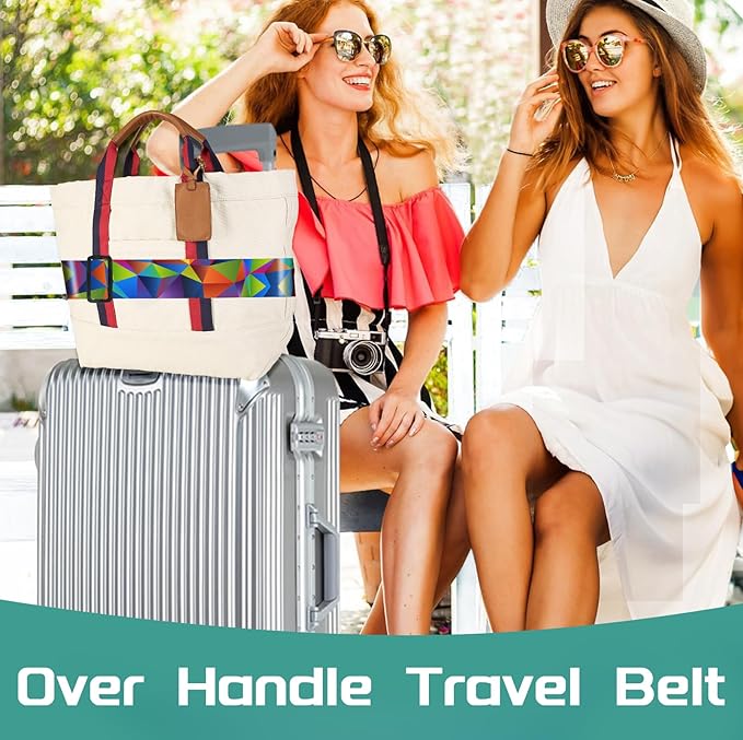 Slohif Luggage Straps for Suitcases Travel Belt Accessories Luggage Connector Identifiers Over Handle with Buckle Unique Nylon Adjustable Strap for Sleeping Bag Car Seat Color Triangle (2 Pack)
