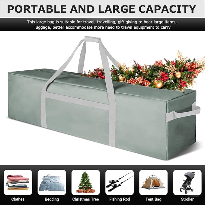 48 Inch Sports Duffel Travel Bag, Sturdy & Water Resistant Large Duffle Bag, Durable Equipment Storage Bag for Camping Tent Moving (Grey)