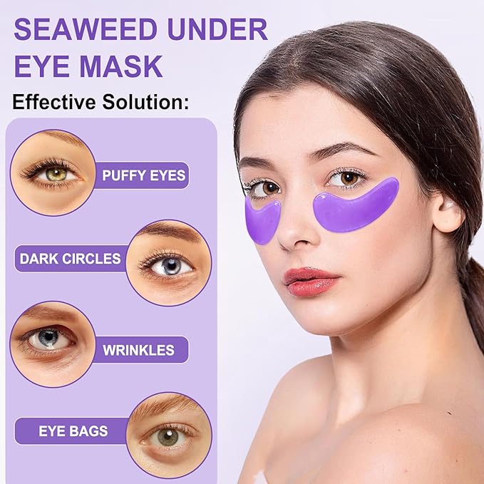 Eye Mask - 30 Pairs Retinol Under Eye Patches Skin Care Products,Eye Masks Skincare for Dark Circles and Puffiness, Reduce Wrinkles, Eye Bags and Fine Lines, for Women and Man - Deep Purple