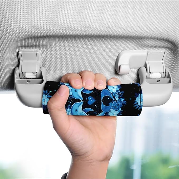 BIGCARJOB Cute Neon Dolphin Handle Wraps Set for Luggage Accessories,Women Girls Door Protection Cover Suitcase Handle Cover Gifts Suitcase Handle Wraps Travel Bags