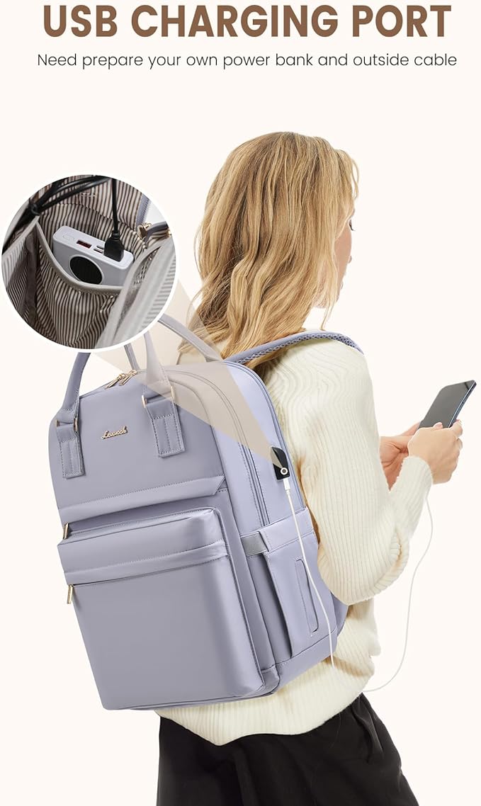 LOVEVOOK Laptop Backpack for Women 15.6 Inch Laptop Bag with USB Port, Fashion Waterproof Backpacks Teacher Nurse Stylish Travel Bags Vintage Daypacks for College Work