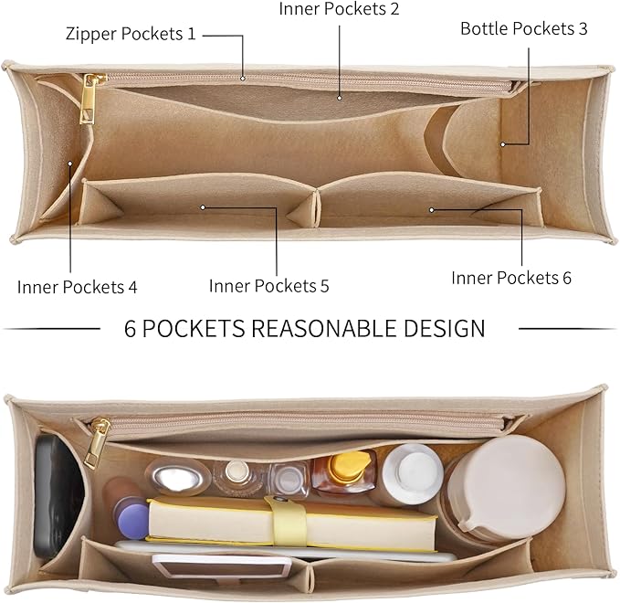 LOUKAYCCI Felt Purse Organizer Insert for Longchamp Cabas Handbag Bag