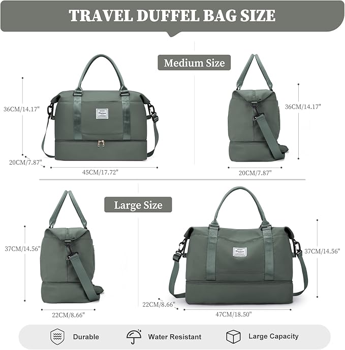 Weekender Bags for Women,Personal Item Travel Bag with Shoes Compartment,Overnight Travel Duffel Bag with Toiletry Bag,Medium