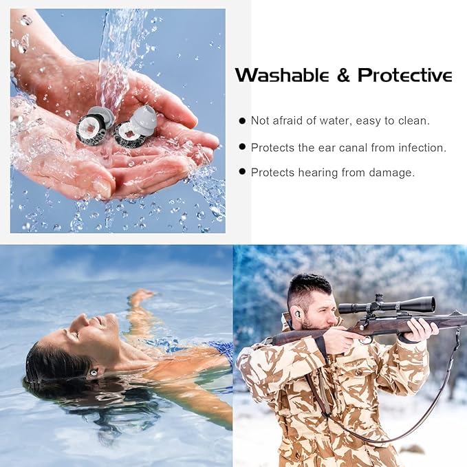 Ear Plugs for Noise Reduction, Reusable Silicone Earplugs,33dB Noise Cancelling,2 Pair Waterproof Earplugs,Hearing Protection,Noise Cancelling Earplugs for Sleeping,Snoring,Work,Concert,Study