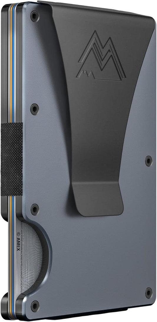 Mountain Voyage Co Minimalist Wallet for Men & Women - Slim RFID Wallet, Scratch Resistant, Credit Card Holder & Money Clip, Easily Removable Money & Cards, (Gunmetal Titanium)