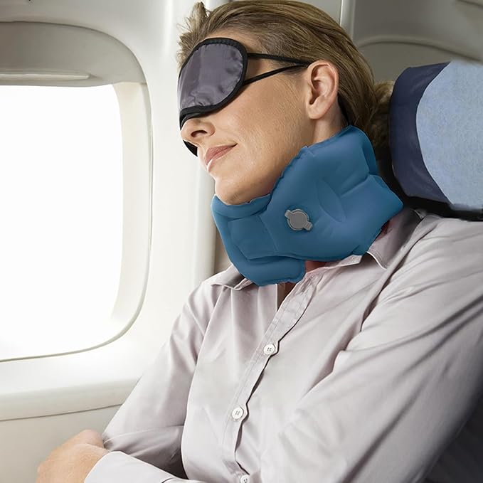 Inflatable Neck Pillow for Traveling on Plane, Inflatable Travel Pillows for Airplanes, Neck Pillow for Long Flight, Blow Up Neck Pillows for Air Travel