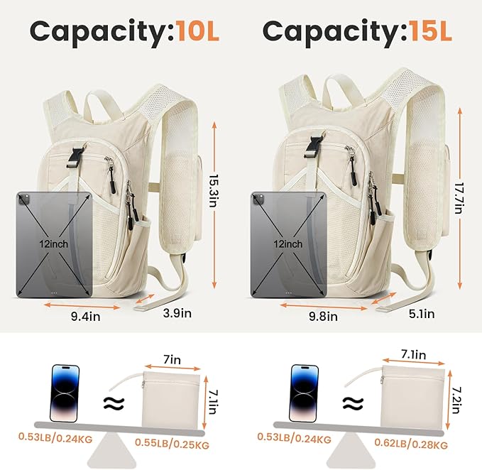 Small Hiking Backpack 15L-Lightweight Packable Foldable Backpack for Travel Camping Outdoor Commute, Compact Rucksack for Women Men(Beige)