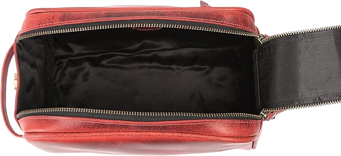 KomalC Leather Toiletry Bag for Men & Women – Handcrafted Travel Grooming Kit with Water-Resistant Lining and Secure Zipper Closure