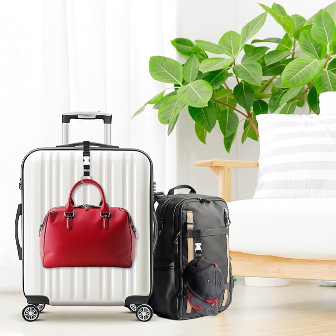 M METERXITY 1-Pack Add A Bag Luggage Strap, Adjustable Suitcase Belt for Connecting Luggage/Backpack/Jacket, Carry Strap with Ring Buckle [Black]