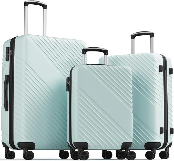 Luggage Sets 3 Piece, ABS Hardside Suitcase Set (20/24/28) with Spinner Wheels, TSA Security Lock, Airline-Approved Carry-On & Lightweight Large Checked Luggage for Business, Travel, Family Vacations