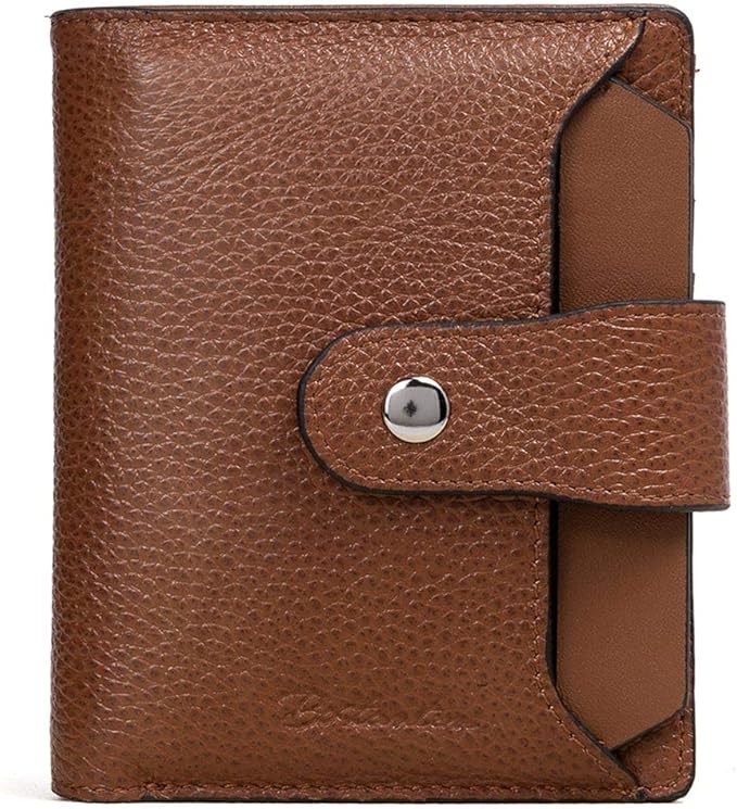 BOSTANTEN Women Leather Wallet RFID Blocking Small Bifold Zipper Pocket Wallet Card Case Purse with ID Window