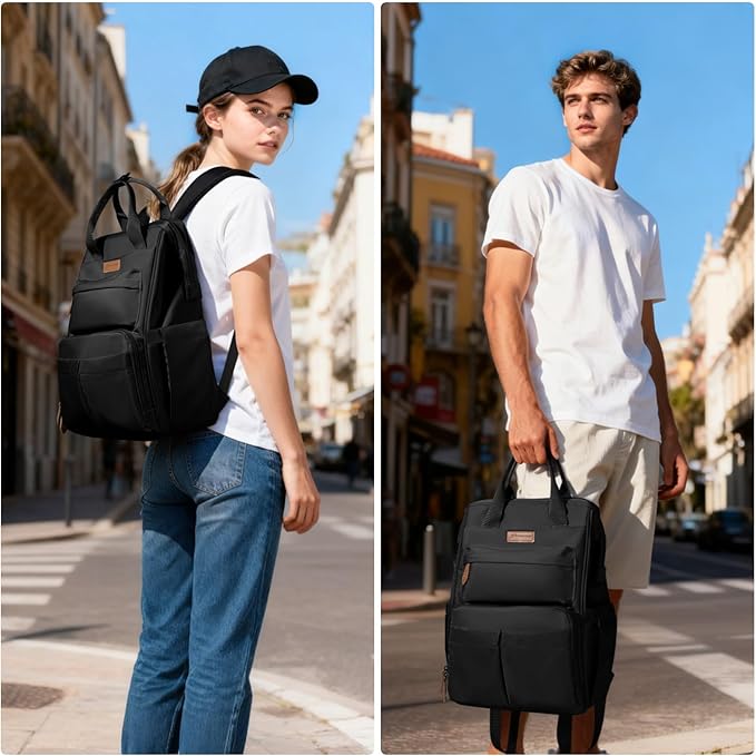 Maelstrom Laptop Backpack, Fits 15.6-17.3 Inch Travel Backpack Gift for Women Men, Waterproof College School Computer Bag, Anti-theft Business Work Bag with Luggage Strap (Black, 15.6 Inch)