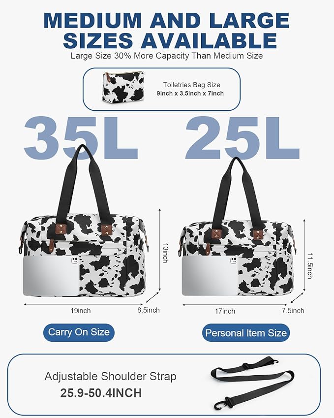 Travel Duffle Bag, Waterproof Weekender Overnight Hospital Bags for Women Men with Toiletry Bag Lightweight Carry on Personal Item Duffle Gym Bag for Travel, Airplanes, Sports