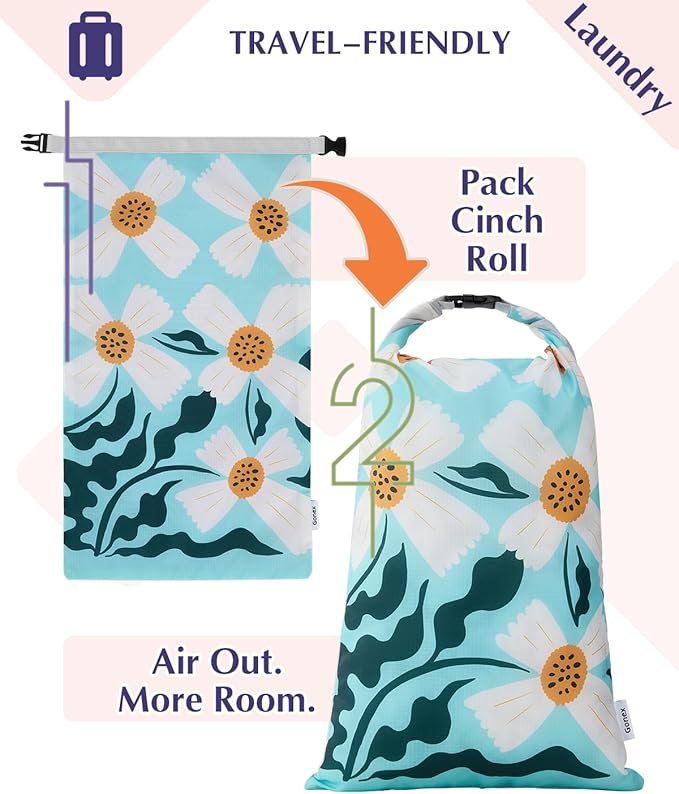 Gonex Compression Packing Cubes, 6pcs Expandable Storage Travel Luggage Bags Organizers with Shoe Bag Laundry Bag, Travel Cubes for Suitcase Carry On (Flowers)