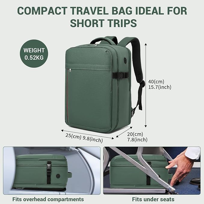 Kono Airline Approved Suitcase Set 3 Piece Luggage Set Lightweight Carry On Travel Luggage, TSA Lock Spinner Wheels Hardshell (Green/Brown, (BP/20))