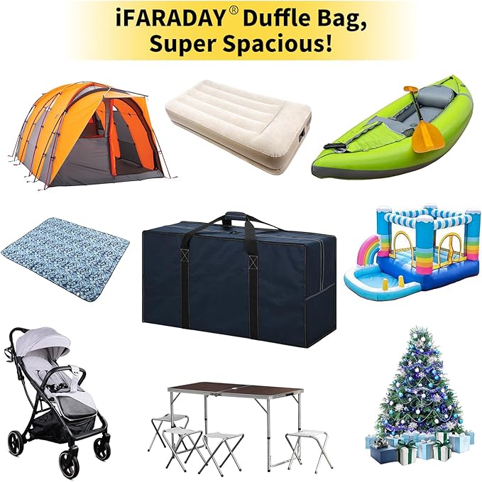 130L Extra Large Travel Duffle Bag - Heavy Duty Water Resistant Luggage for Camping, Sports & Moving - 35 inch Foldable Gear Bag (Navy Blue)