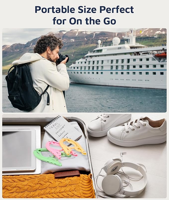 50 Pcs Travel Hangers, Cruise Ship Essentials Foldable Plastic Hangers Travel Essentials, Portable Cruises Must Haves 2026, for Suitcase, RV Camping Airplane Europe Vacation Essential