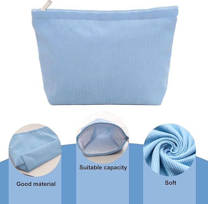 Makeup Bag Large Capacity Cosmetic Bag for Women Corduroy Travel Toiletry Bags Handbags Makeup Zipper Pouch Purse Organizer