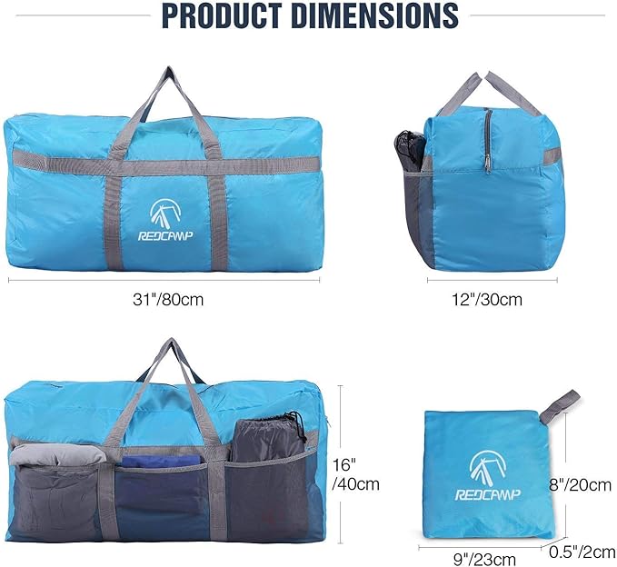 REDCAMP Foldable Travel Bag, Large Sports Bag, 75L/96L/100L, Lightweight Waterproof Tote Bag